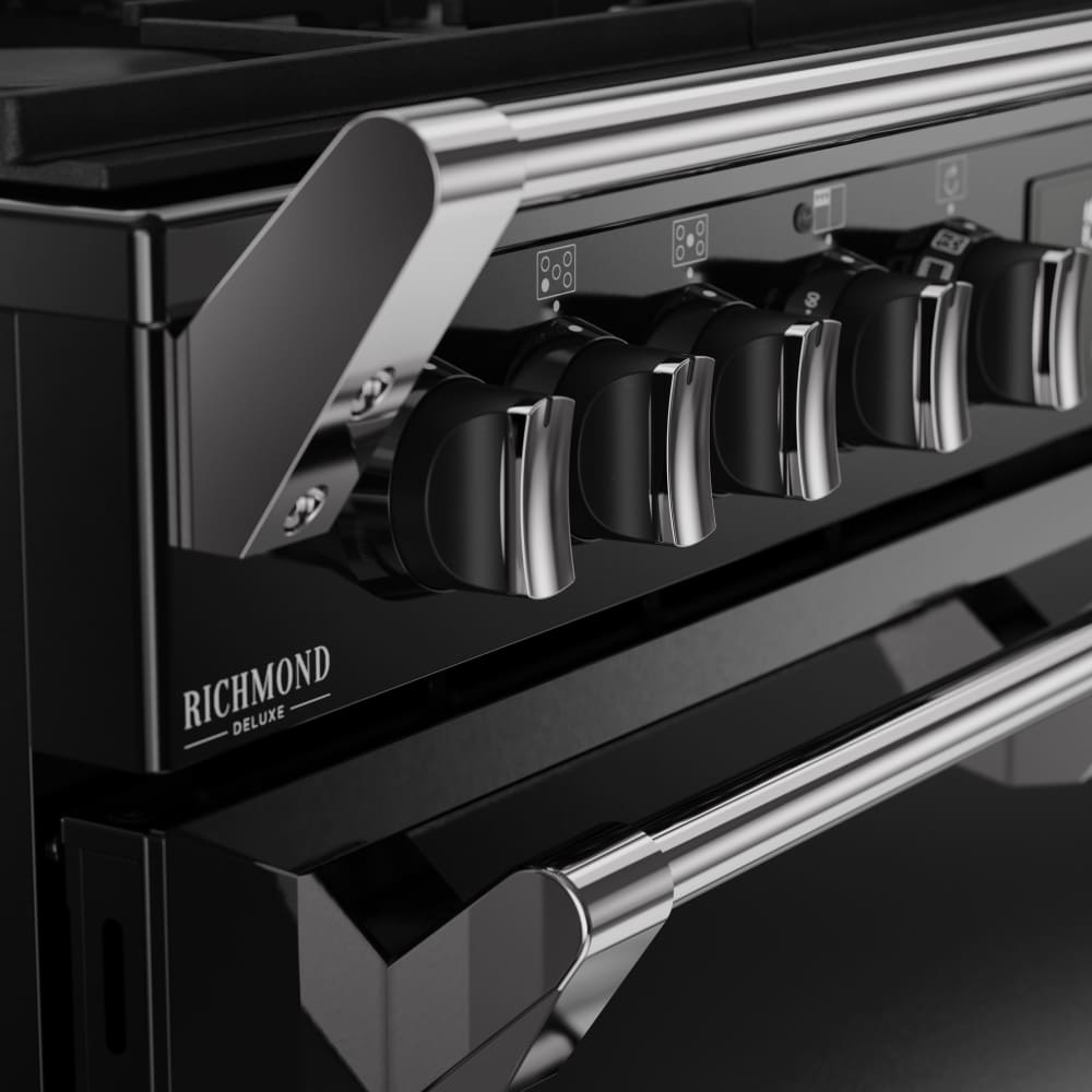 90cm Dual Fuel Stoves Range Cooker, Black, A Rated - DX RCA RICH 90DF BLK - London Houseware - 6
