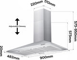 CIARRA 90cm  Cooker Hoods 900mm CBCS9201  Stainless Steel Cooker Hood – A++