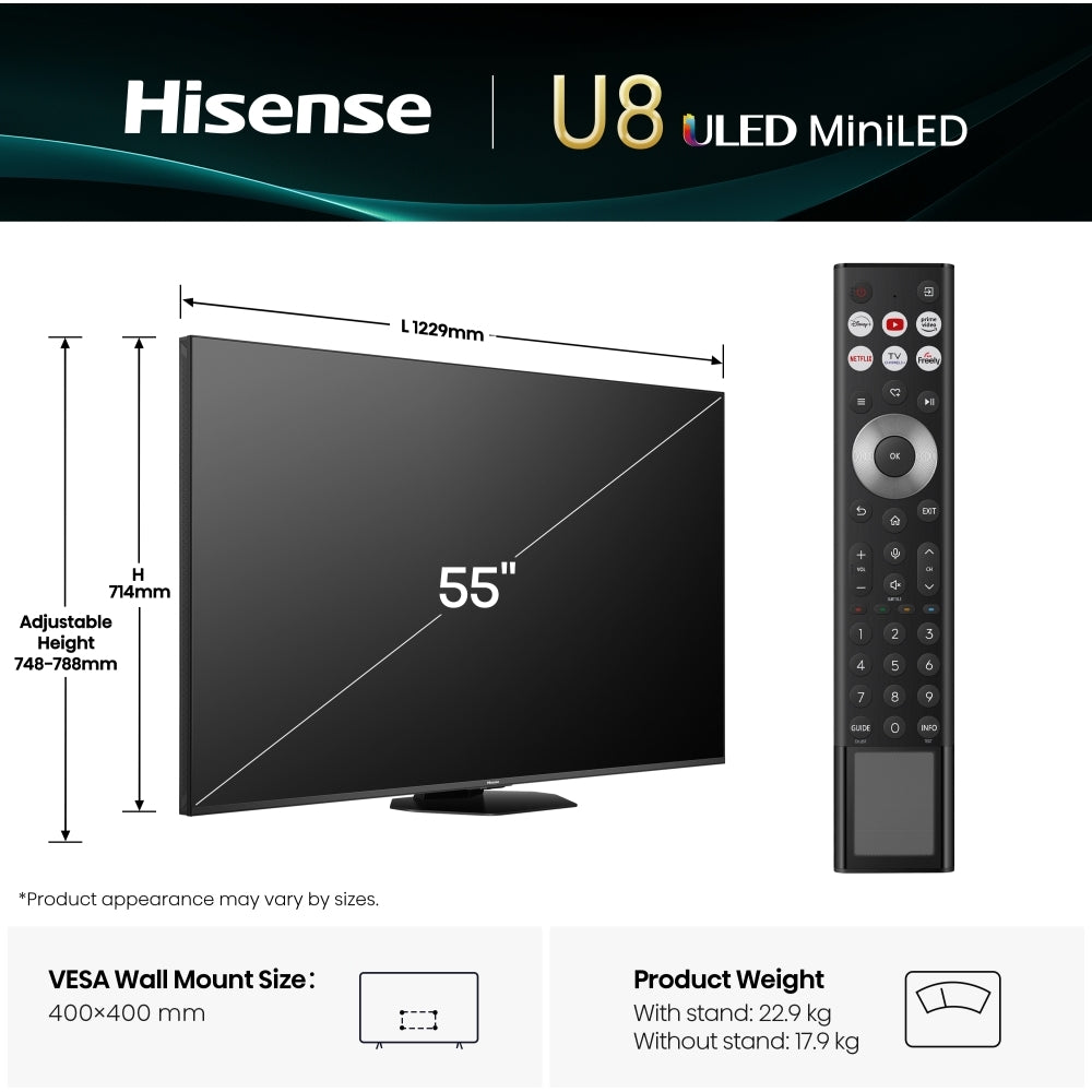Hisense 55U8QTUK 55" ULED Mini LED Smart Television - product image 2