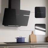 CIARRA 60cm Black Angled Cooker Hood Touch Control CBCB6765B-OW