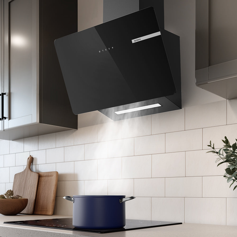 CIARRA 60cm Black Angled Cooker Hood Touch Control CBCB6765B-OW