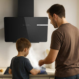 CIARRA 60cm Black Angled Cooker Hood Touch Control CBCB6765B-OW