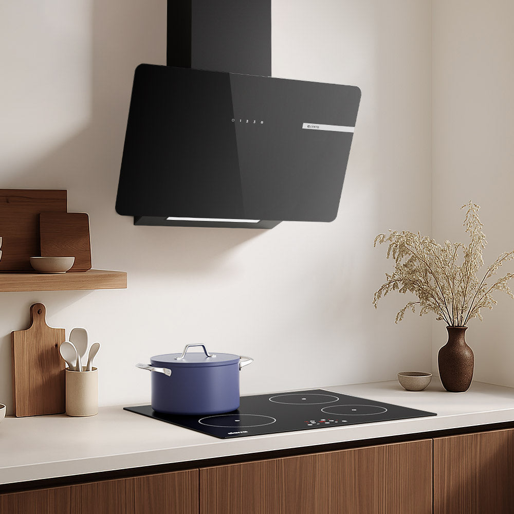 CIARRA 60cm Black Angled Cooker Hood Touch Control CBCB6765B-OW