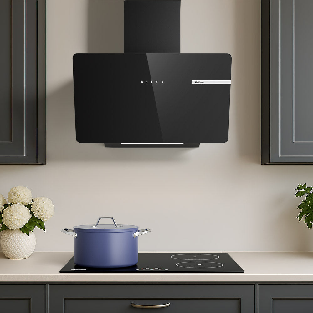 CIARRA 60cm Black Angled Cooker Hood Touch Control CBCB6765B-OW