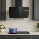 CIARRA 60cm Black Angled Cooker Hood Touch Control CBCB6765B-OW