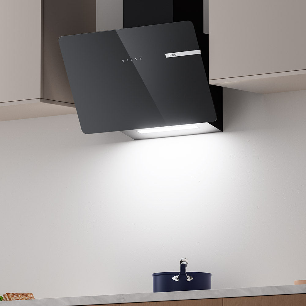 CIARRA 60cm Black Angled Cooker Hood Touch Control CBCB6765B-OW