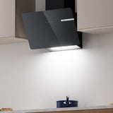 CIARRA 60cm Black Angled Cooker Hood Touch Control CBCB6765B-OW