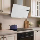 CIARRA 60cm White Angled Cooker Hood Touch Control CBCS6765B-OW