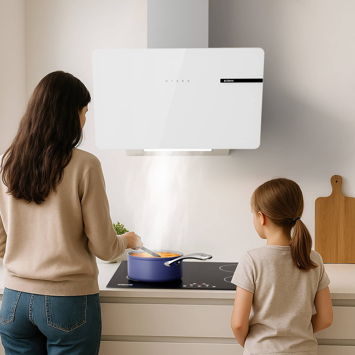 CIARRA 60cm White Angled Cooker Hood Touch Control CBCS6765B-OW