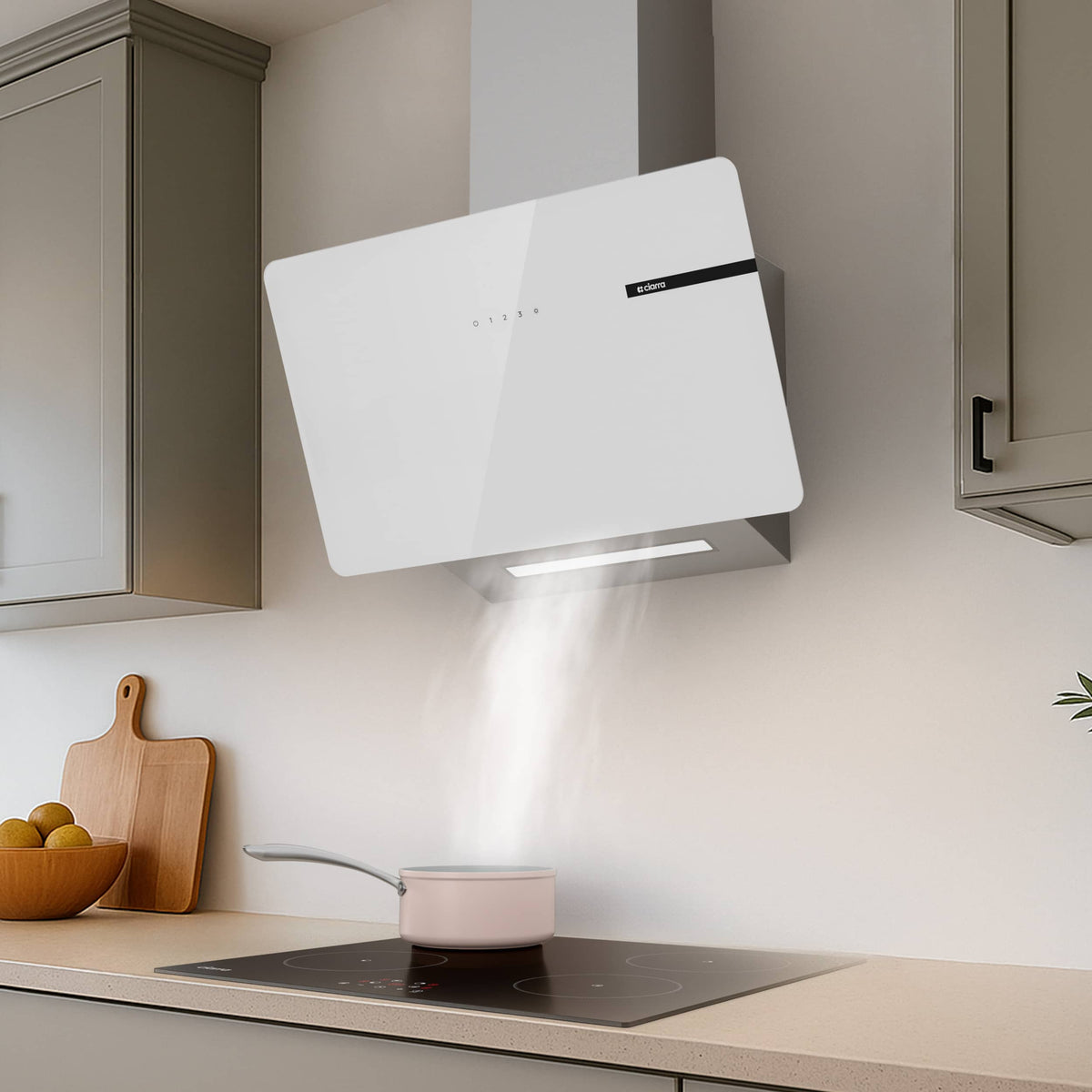 CIARRA 60cm White Angled Cooker Hood Touch Control CBCS6765B-OW