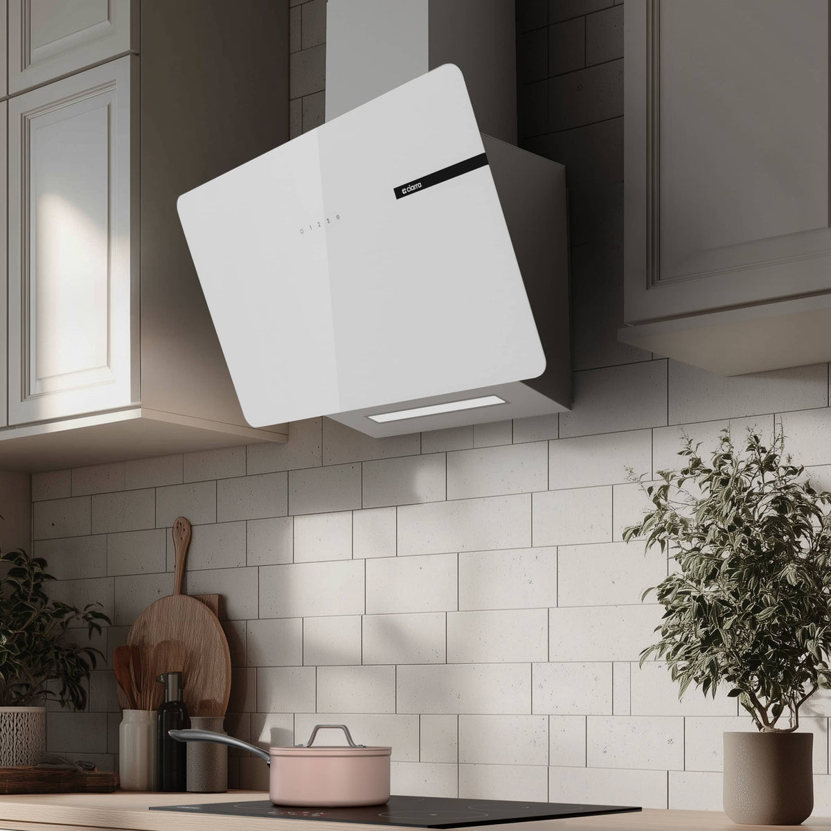 CIARRA 60cm White Angled Cooker Hood Touch Control CBCS6765B-OW
