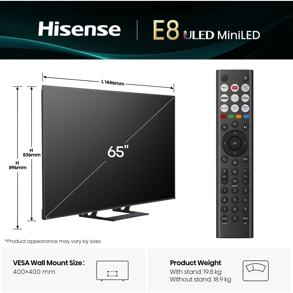 Hisense 65E8QTUK 65" ULED Mini LED Smart Television - product image 4