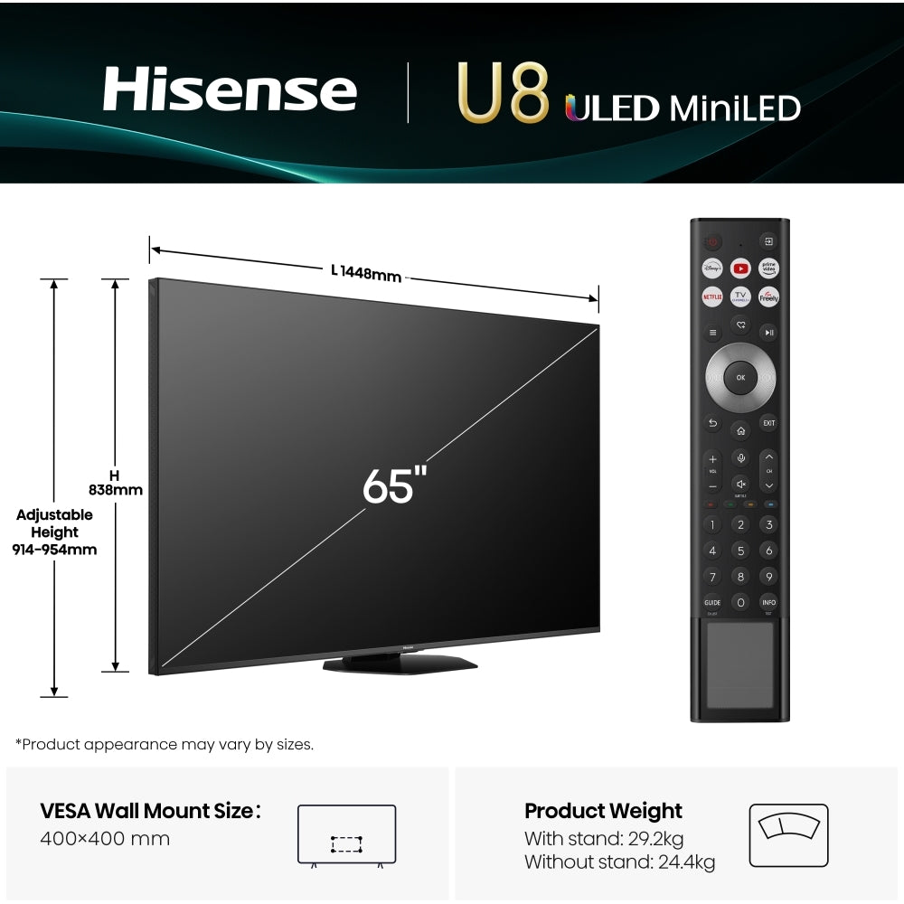 Hisense 65U8QTUK 65" ULED Mini LED Smart Television - product image 2