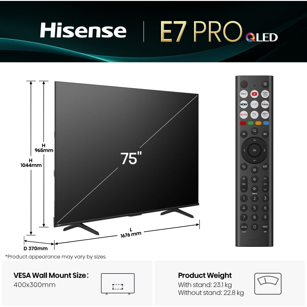 Hisense 75E78QTUK PRO 75" QLED Smart Television - product image 4