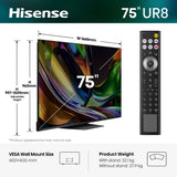 Hisense 75UR8STUK 75" RGB MiniLED Smart Television - product image 2