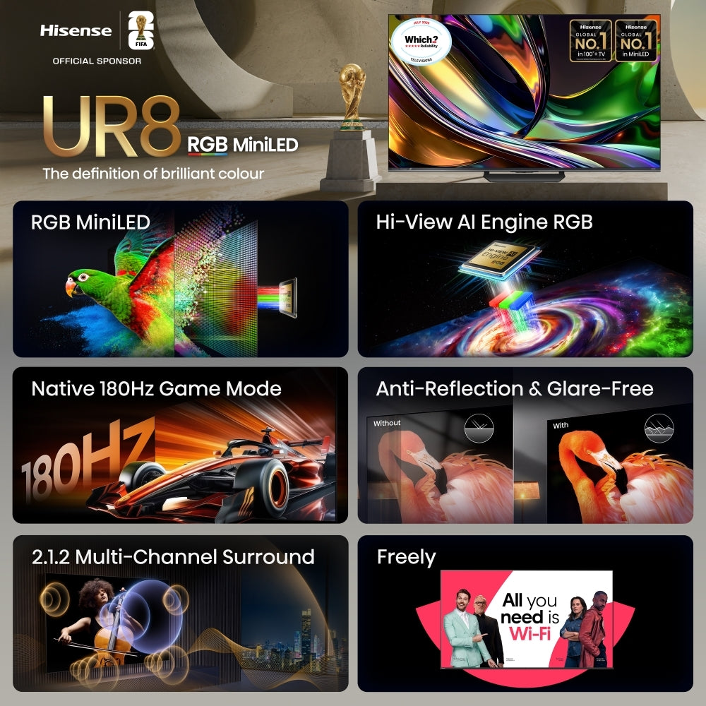 Hisense 75UR8STUK 75" RGB MiniLED Smart Television - product image 3