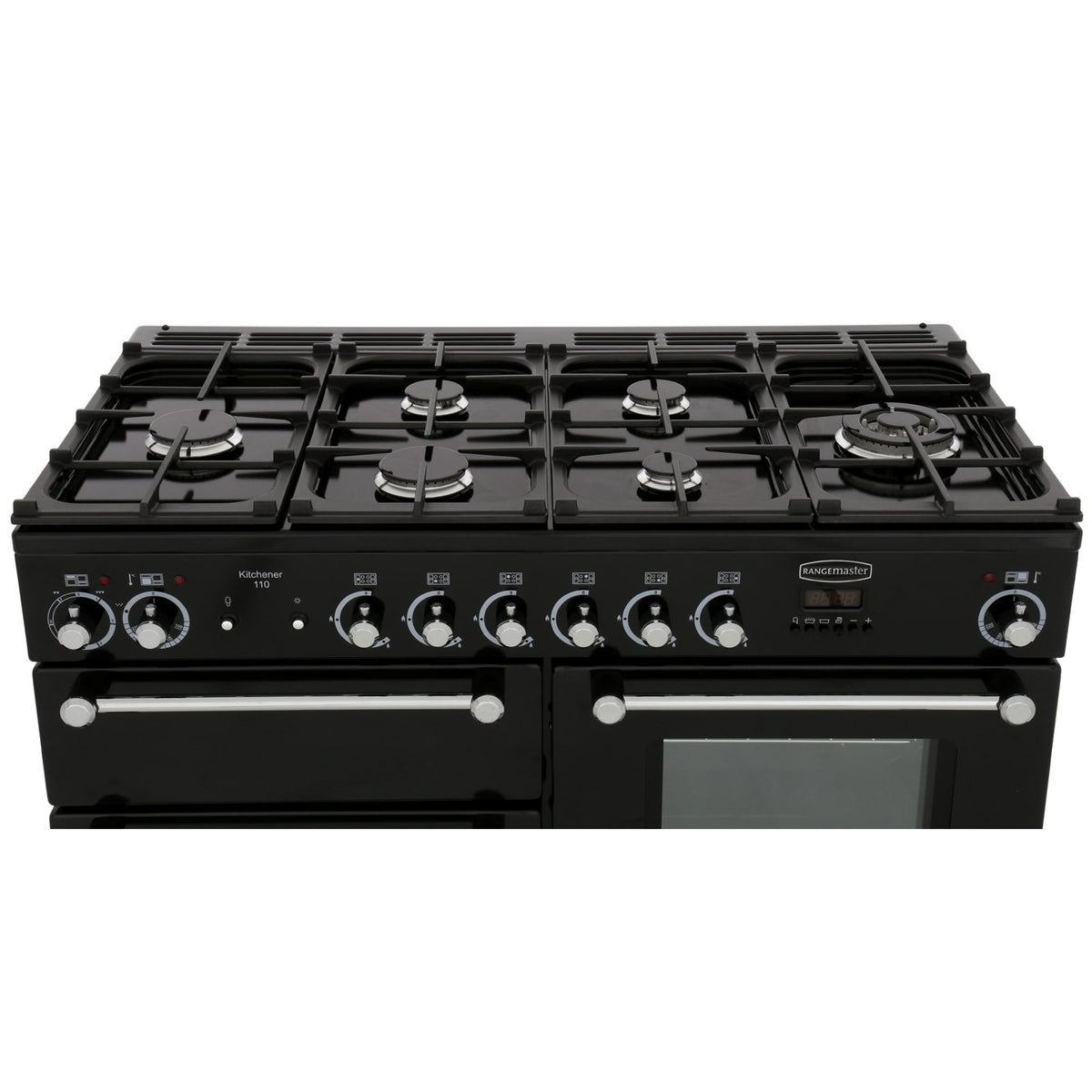 Rangemaster KCH110DFFBL/C Kitchener Black / Chrome 110cm Dual Fuel Range Cooker - product image 12