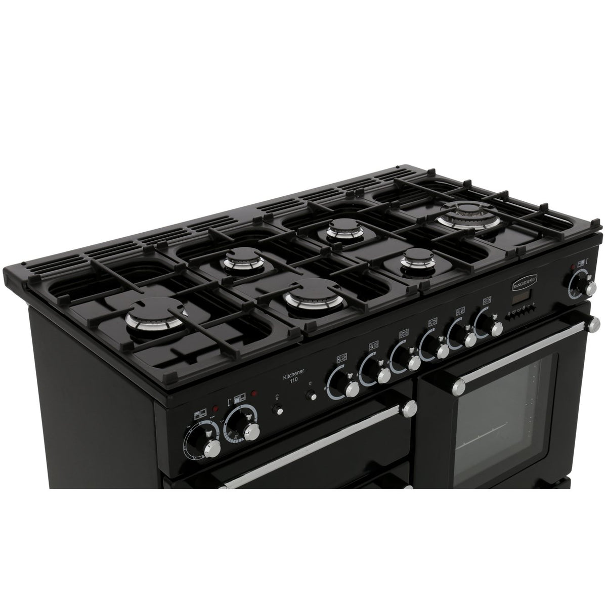 Rangemaster KCH110DFFBL/C Kitchener Black / Chrome 110cm Dual Fuel Range Cooker - product image 13
