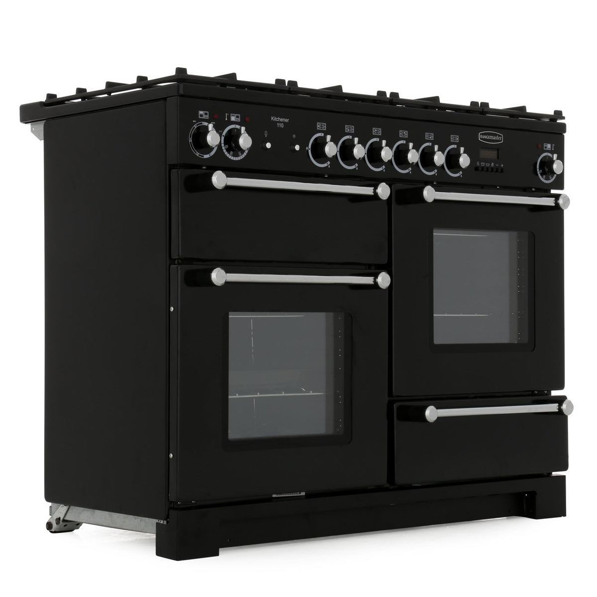Rangemaster KCH110DFFBL/C Kitchener Black / Chrome 110cm Dual Fuel Range Cooker - product image 3