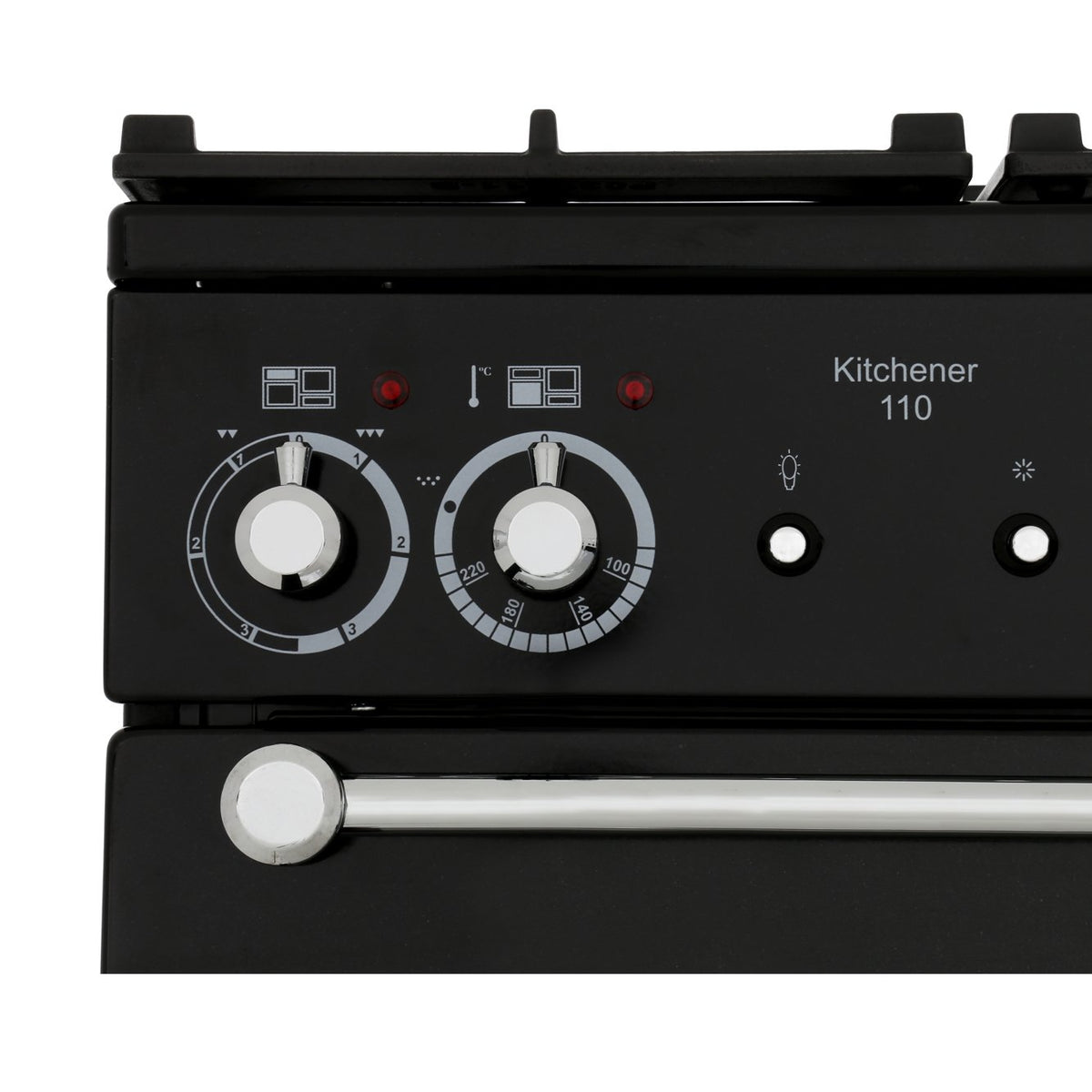 Rangemaster KCH110DFFBL/C Kitchener Black / Chrome 110cm Dual Fuel Range Cooker - product image 9