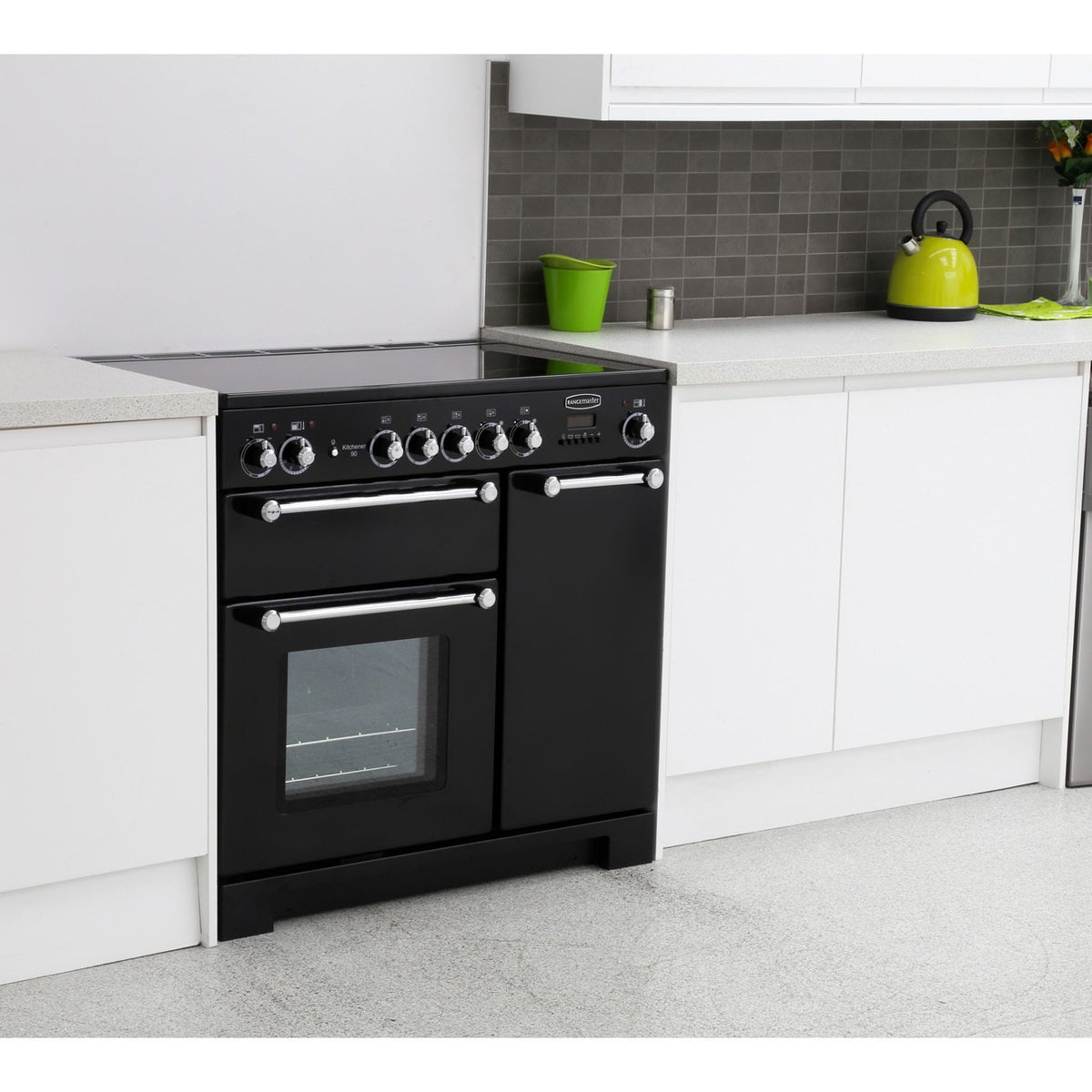 Rangemaster KCH90ECBL/C Kitchener Black / Chrome 90cm Ceramic Range Cooker - product image 2