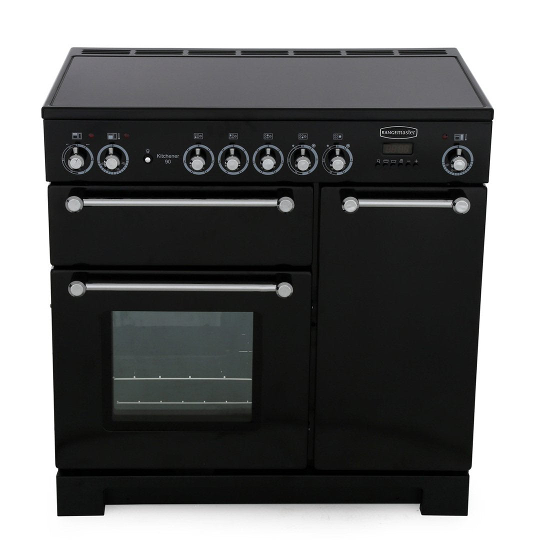 Rangemaster KCH90ECBL/C Kitchener Black / Chrome 90cm Ceramic Range Cooker - product image 1