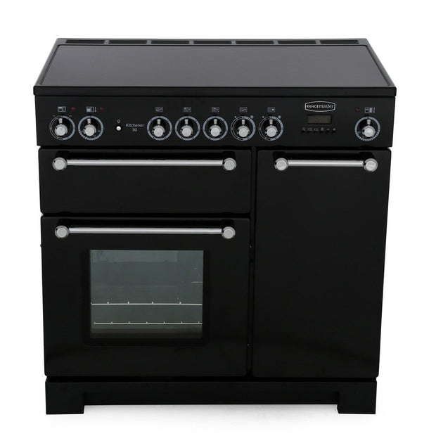 Rangemaster KCH90ECBL/C Kitchener Black / Chrome 90cm Ceramic Range Cooker - product image 1