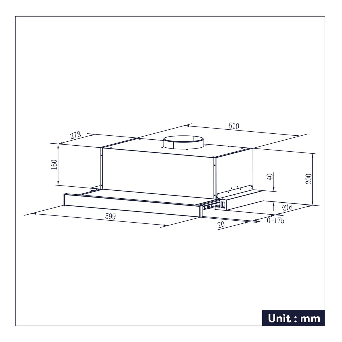 CIARRA 60cm Telescopic Cooker Hood Black CBCB6906D-OW