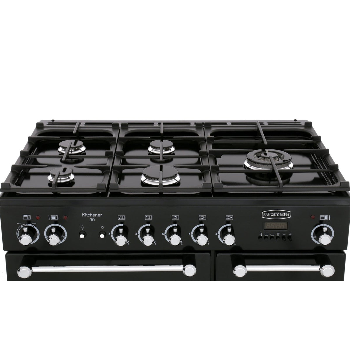 Rangemaster KCH90DFFBL/C Kitchener Black / Chrome 90cm Dual Fuel Range Cooker - product image 12