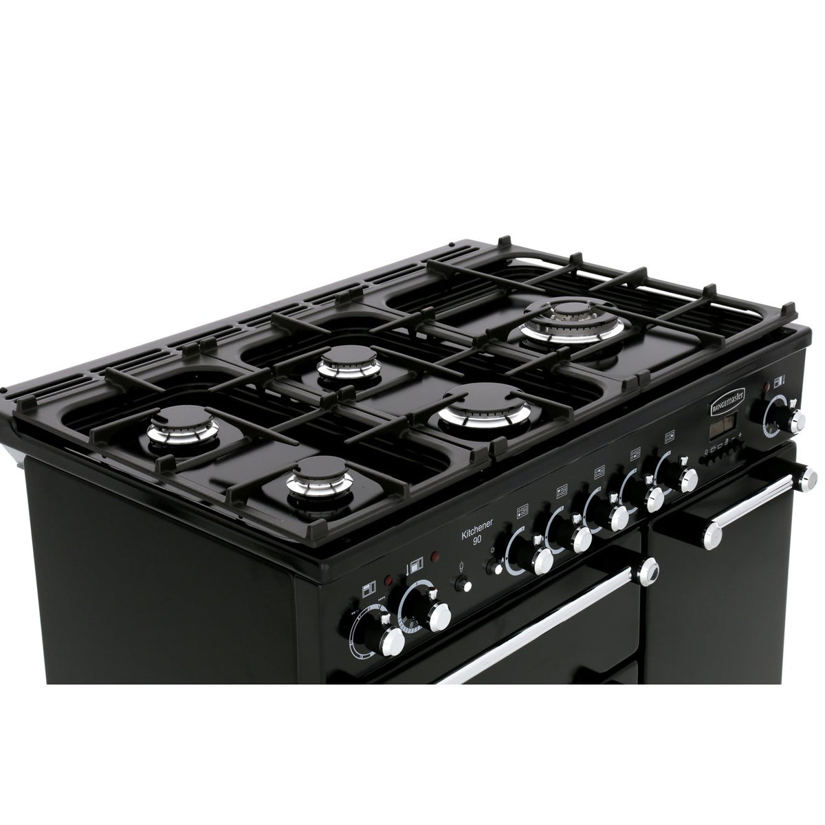 Rangemaster KCH90DFFBL/C Kitchener Black / Chrome 90cm Dual Fuel Range Cooker - product image 13
