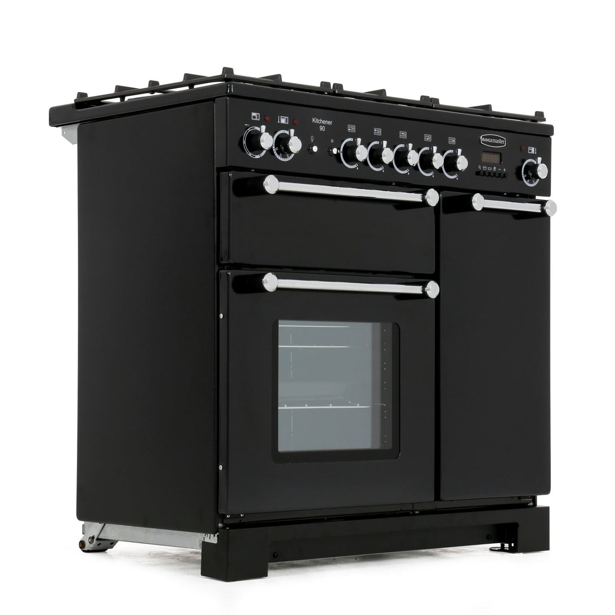 Rangemaster KCH90DFFBL/C Kitchener Black / Chrome 90cm Dual Fuel Range Cooker - product image 4