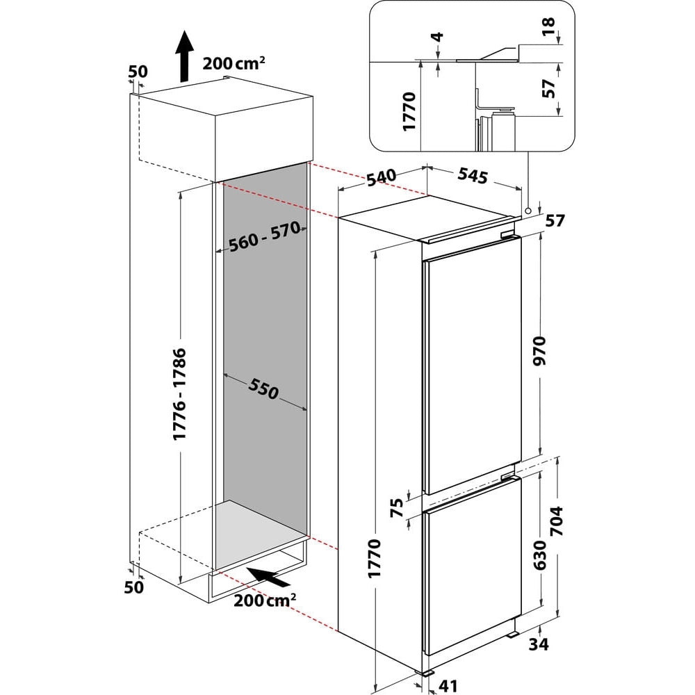 Hotpoint HTC18T322UK Total No Frost Integrated Fridge Freezer, Sliding Hinge, 70/30, E Rated - image 12