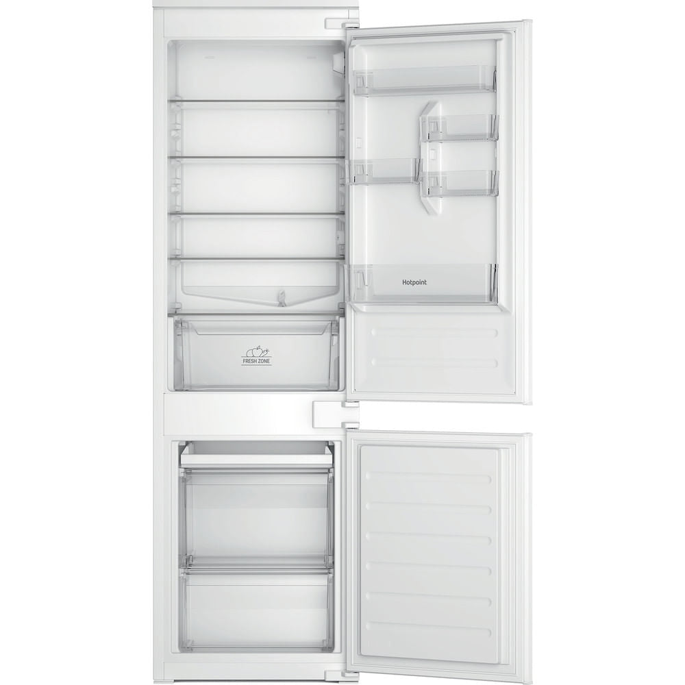 Hotpoint HTC18D011A1 Low Frost Integrated Fridge Freezer, Sliding Hinge, 70/30, White, E Rated - image 1