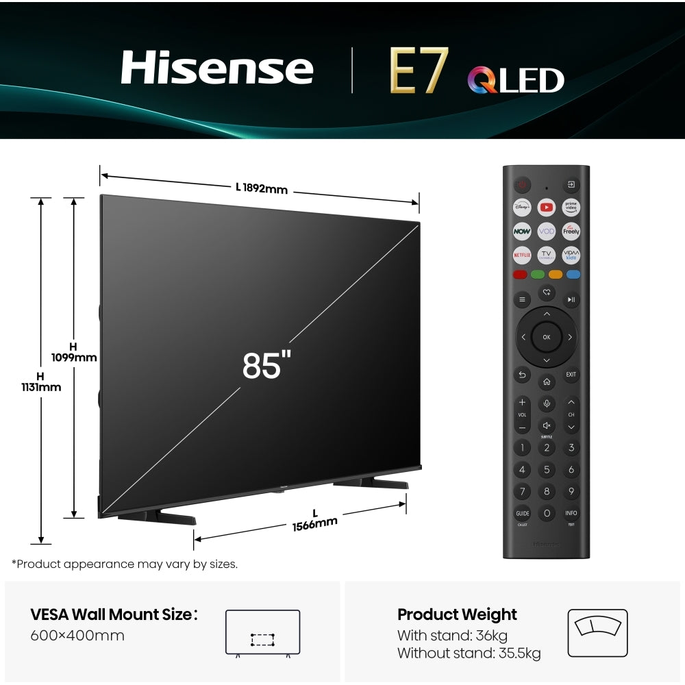 Hisense 85E7QTUK 85" QLED Smart Television - product image 4