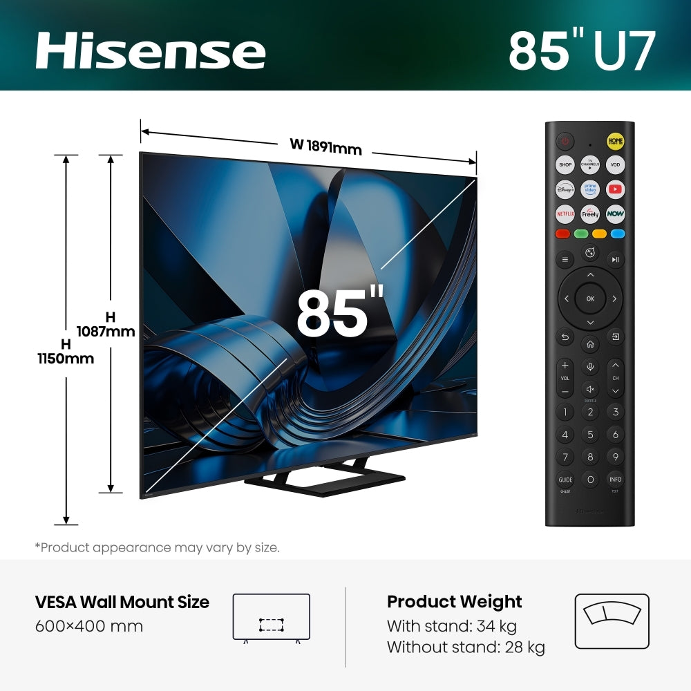 Hisense 85U7STUK 85" ULED Mini LED Smart Television - product image 2