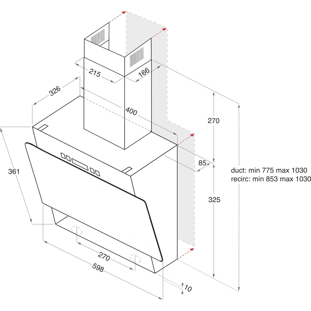 Hotpoint PHVP6.4FALK/1 60cm Chimney Cooker Hood, Stainless Steel, D Rated - image 5