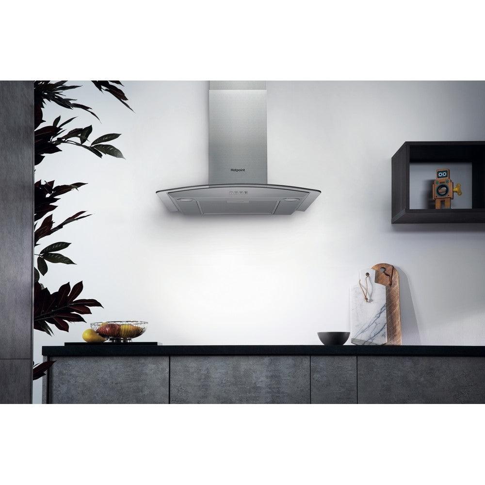 Hotpoint PHGC6.4FLMX 60cm Chimney Cooker Hood, Stainless Steel, D Rated - image 2