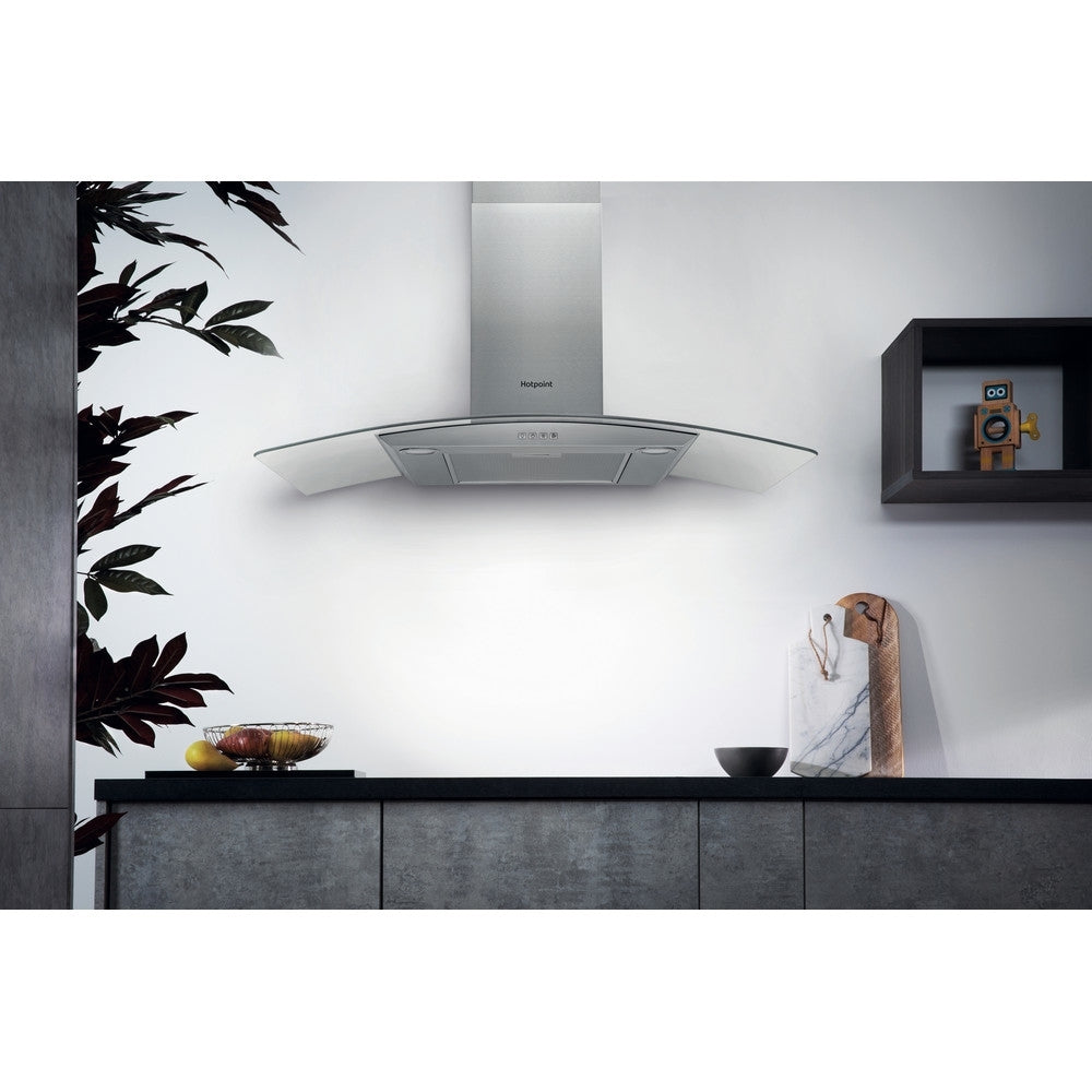 Hotpoint PHGC9.4FLMX 90cm Chimney Cooker Hood, Stainless Steel, D Rated - image 2