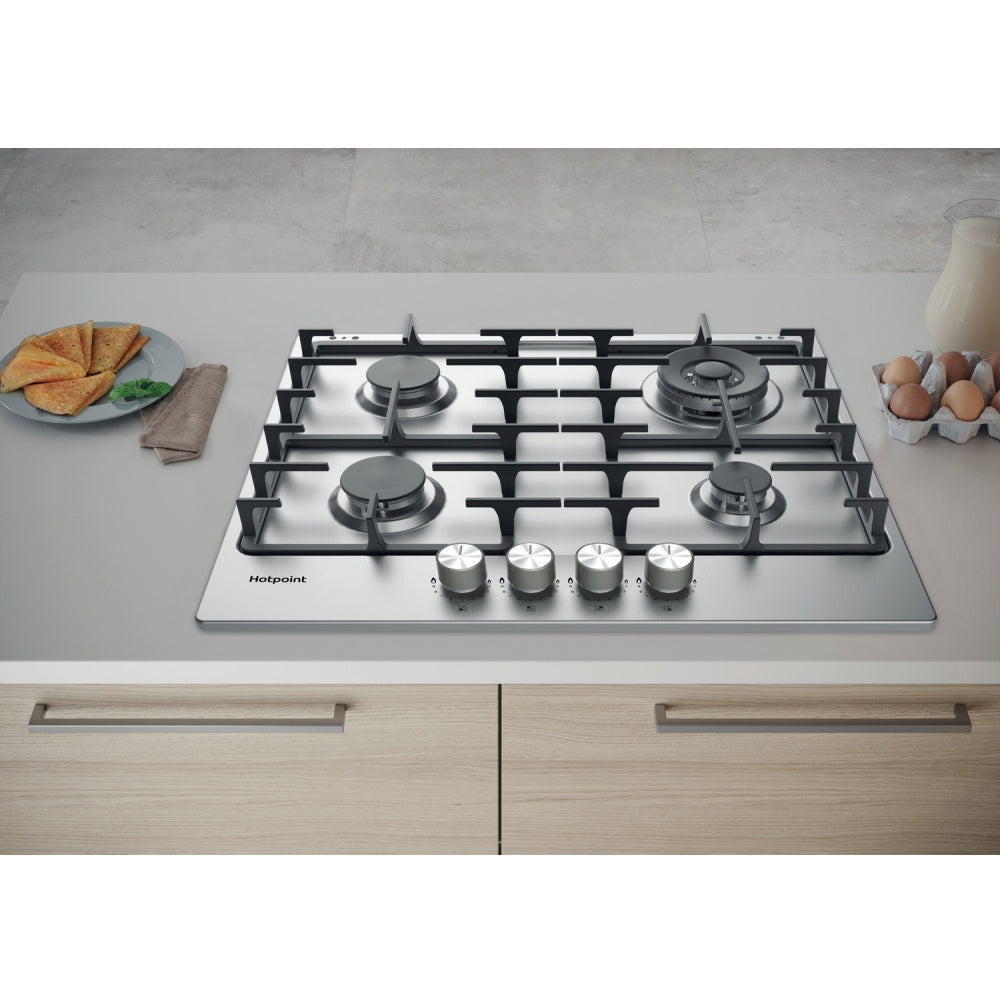 Hotpoint PPH60GDFIXUK 59cm 4 Burner Gas Hob, Silver - image 4