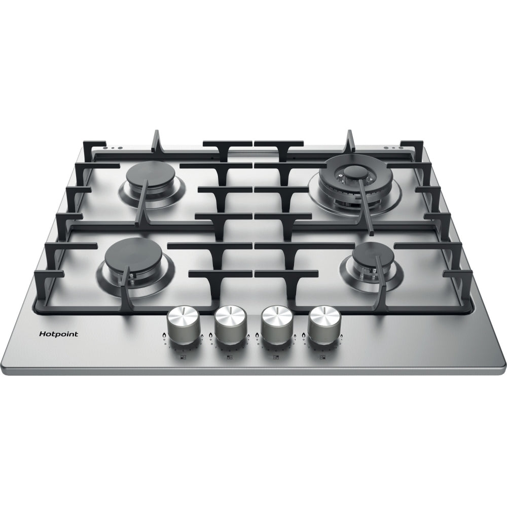 Hotpoint PPH60GDFIXUK 59cm 4 Burner Gas Hob, Silver - image 1
