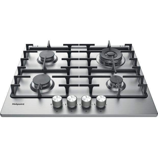 Hotpoint PPH60GDFIXUK 59cm 4 Burner Gas Hob, Silver - image 1