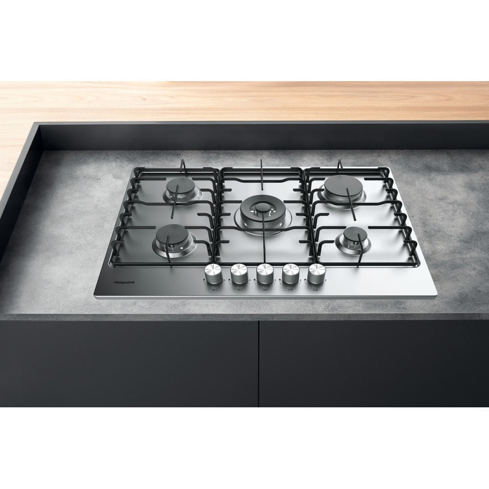 Hotpoint PPH 75P DF IX UK 73cm 5 Burner Gas Hob, Silver - image 3
