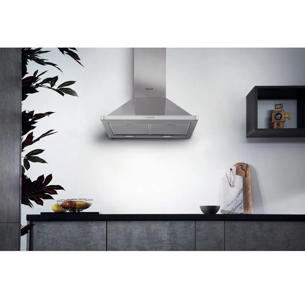 Hotpoint PHPN6.5FLMX/1 60cm Chimney Cooker Hood, Stainless Steel, D Rated - image 2