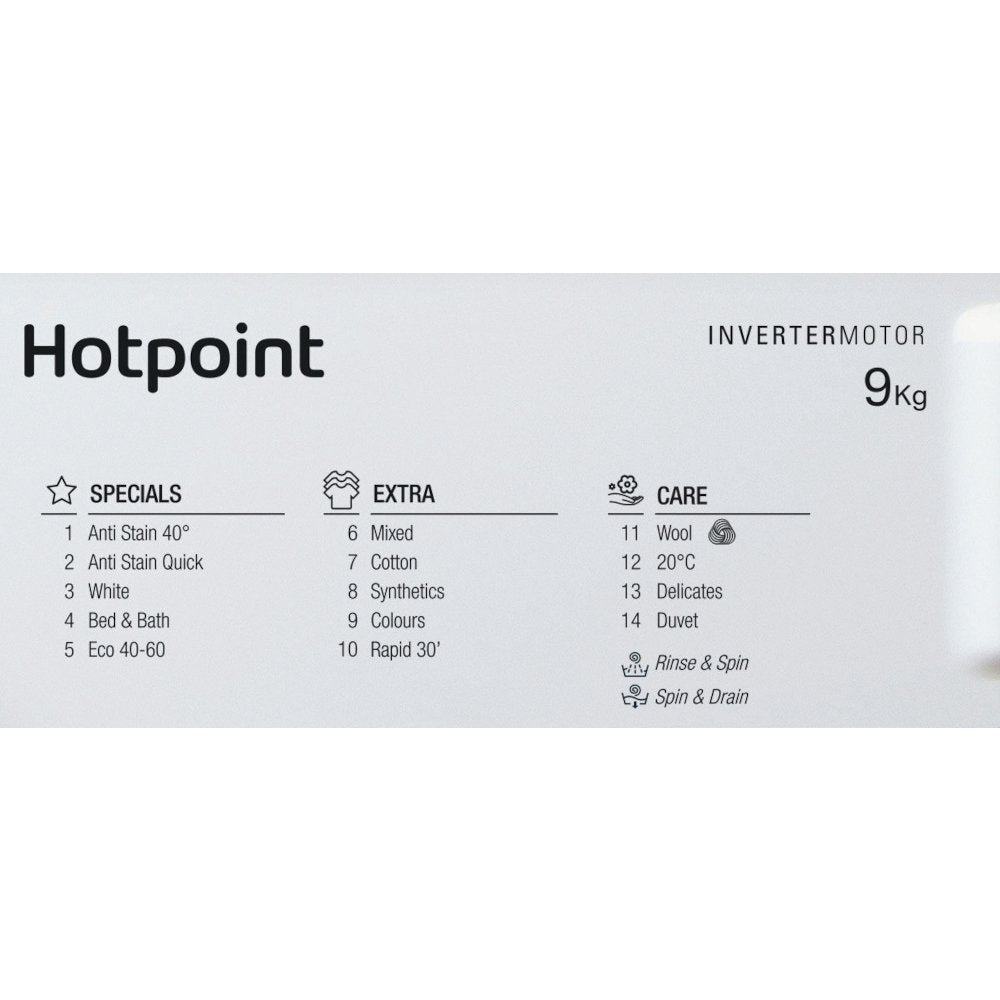 Hotpoint BIWMHG91485UK Integrated Washing Machine, 9kg, 1400 Spin, White, B Rated - image 13