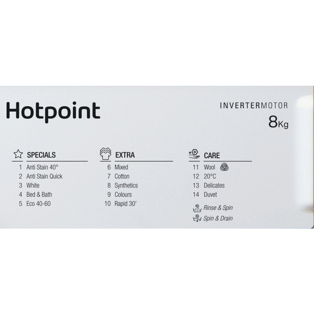 Hotpoint BIWMHG81485UK Integrated Washing Machine, 8kg, 1400 Spin, White, B Rated - image 7