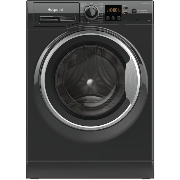 Hotpoint NSWM 7469 BS UK Washing Machine, 7kg, 1400 Spin, Black, A Rated - image 1