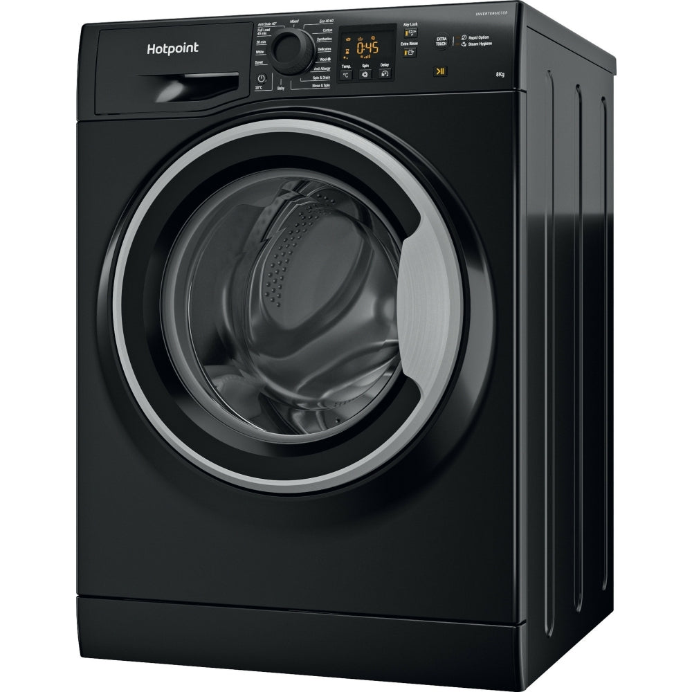 Hotpoint NSWM 846 BS UK Washing Machine, 8kg, 1400 Spin, Black, A Rated - image 2