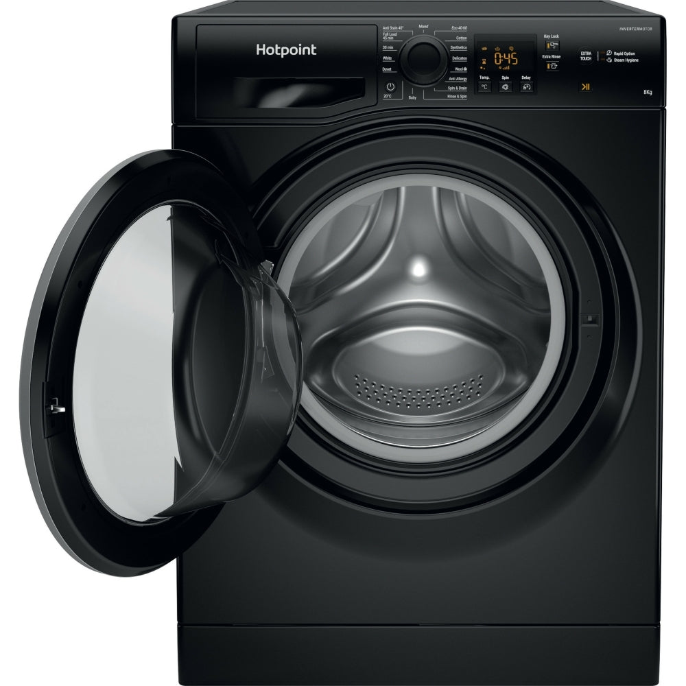 Hotpoint NSWM 846 BS UK Washing Machine, 8kg, 1400 Spin, Black, A Rated - image 8