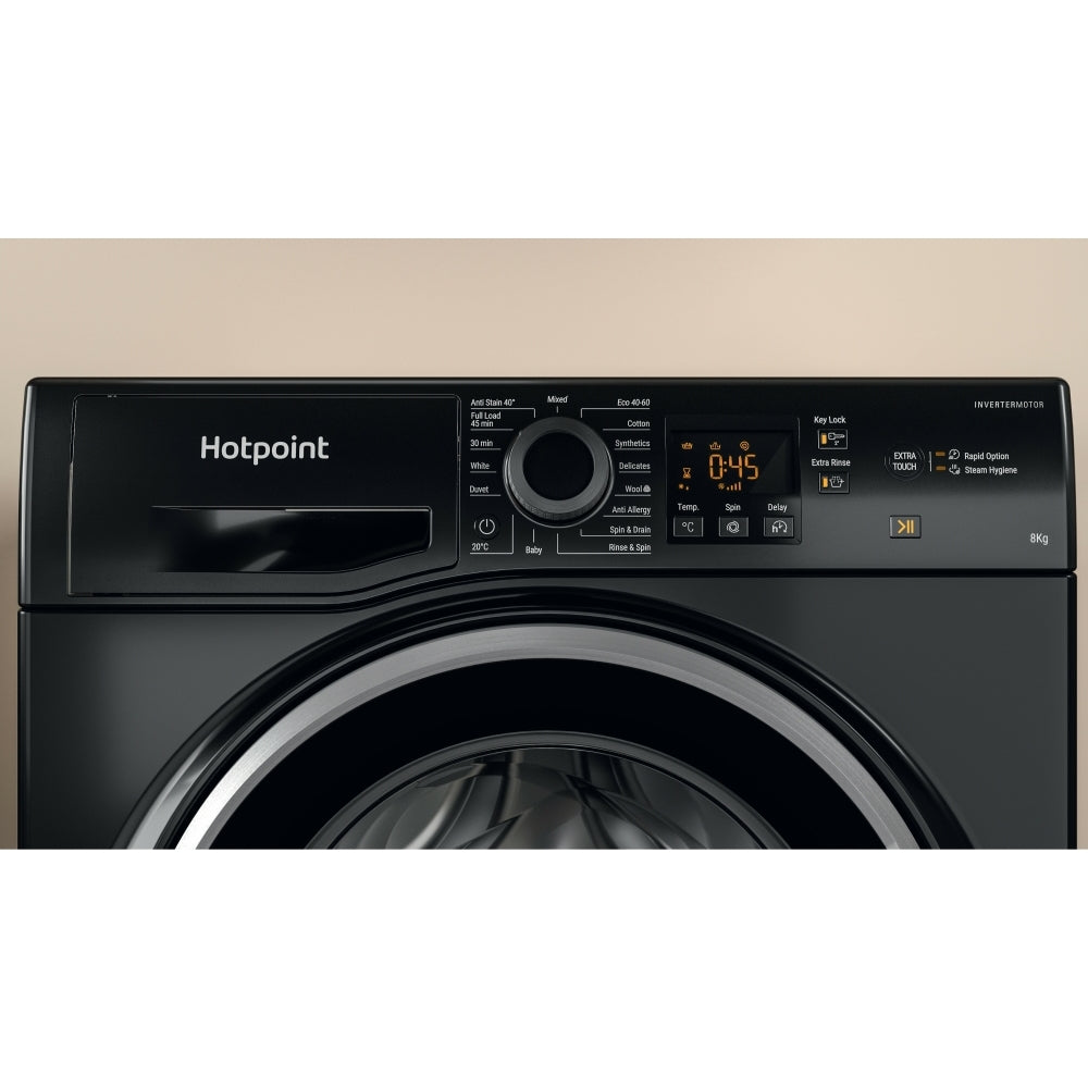 Hotpoint NSWM 846 BS UK Washing Machine, 8kg, 1400 Spin, Black, A Rated - image 10