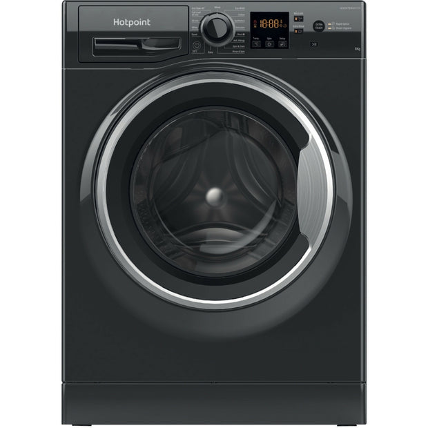 Hotpoint NSWM 846 BS UK Washing Machine, 8kg, 1400 Spin, Black, A Rated - image 1